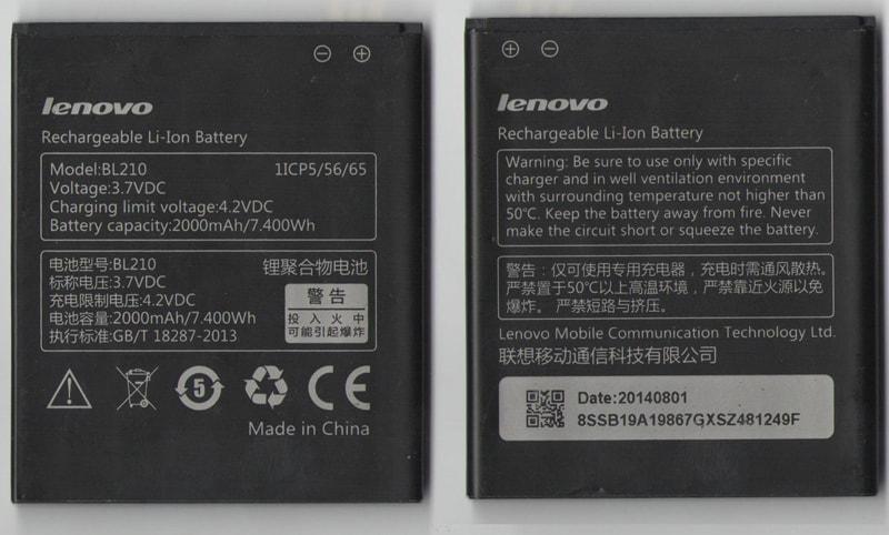Акумулятор для Lenovo A368/A828/S650/S658/58/A536/A656/A766/S820 (BL210) 2000 mAh