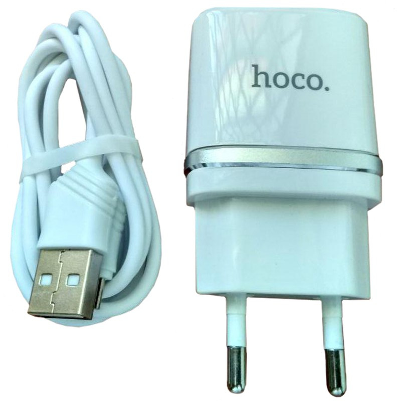 Мережевий зарядний пристрій (СЗУ) USB Hoco C12 Smart 2USB (2.4 A) micro Білий