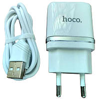 Сетевое зарядное устройство (СЗУ) USB Hoco C12 Smart 2USB (2.4A) micro Белый