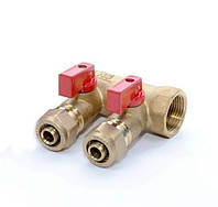 Колектор із кульовим краном 3/4-16 2 виходи (GROSS)