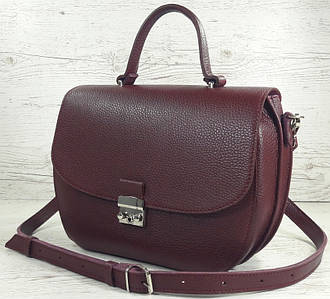 583 Натуральна шкіра Сумка жіноча бордова через плече Шкіряна сумка бордова шкіряна сумка жіноча марсала