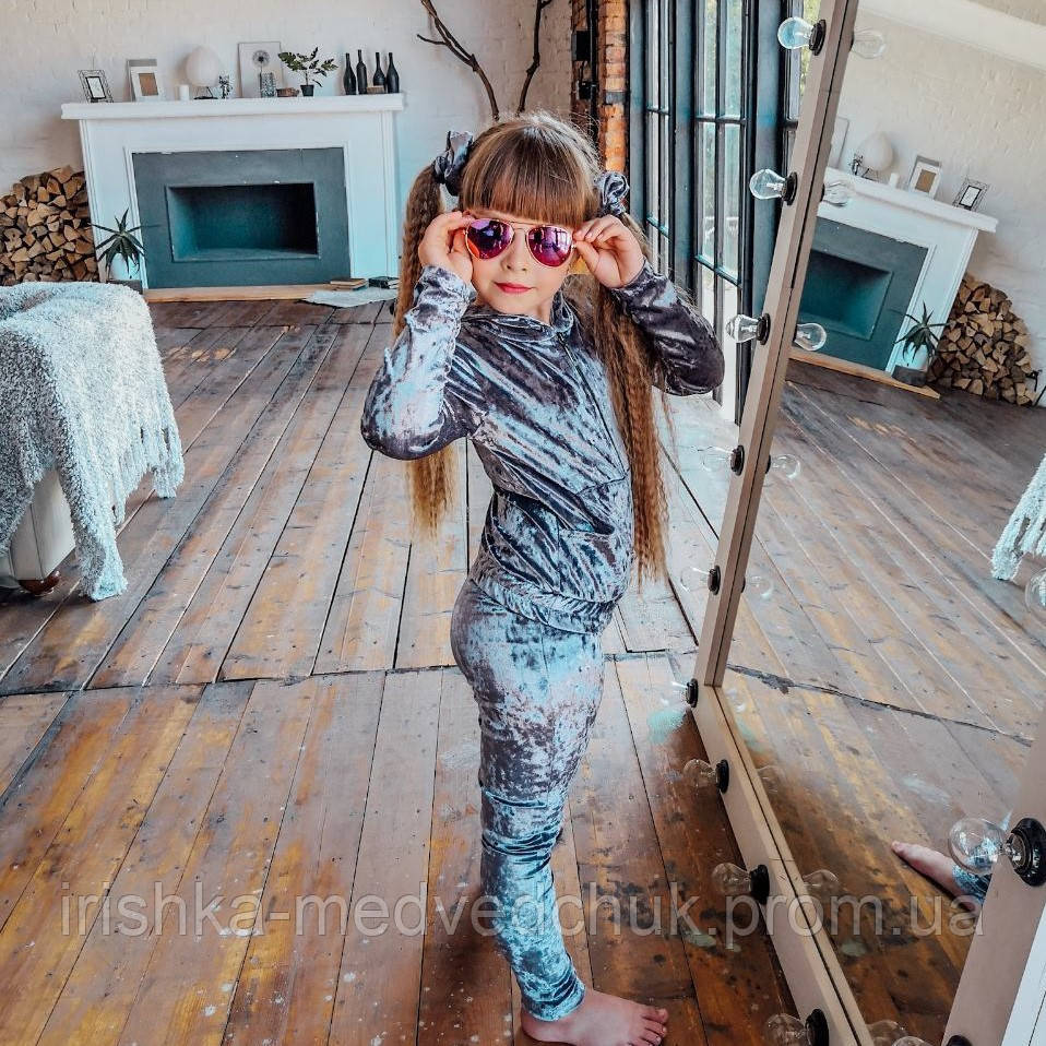 Підлітковий велюровий костюм ТМ Eirena Nadine 836-58) зростання 158/40 Темно сірий з фіолетовим відтінком