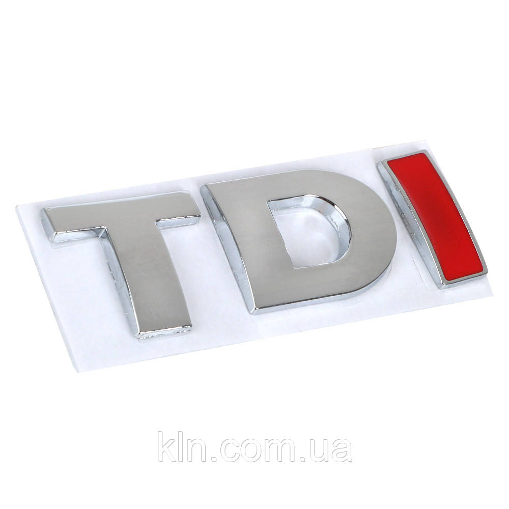 Емблема багажника "TDI" з червоною буквою I Volkswagen Golf Jetta Passat MK4 MK5 MK6 Skoda (7P6 853 675 A 739)