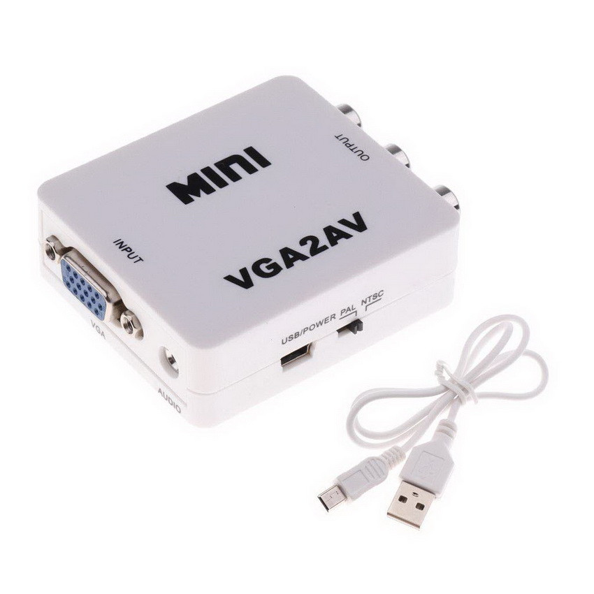 Конвертер VGA to AV (RCA) + дод. живлення mini USB