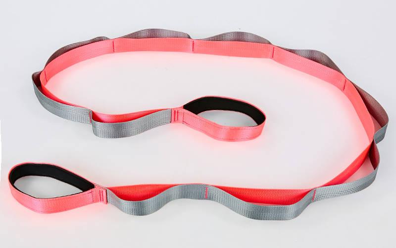 Стрічка для розтяжки Zelart Stretch Strap 8369 10 петель рожевий-сірий, фото 1