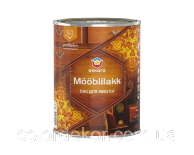 Лак акриловый ESKARO MOBLILAKK 40 мебельный (полуглянцевый) 0,9 л - фото 1 - id-p1034642591