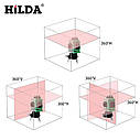 Лазерний рівень Hilda 3D 12 ліній ☀ ЗЕЛЕНИЙ ПРОМІНЬ ☀, фото 4