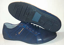 Туфлі темно-сині на шнурівці р. 40