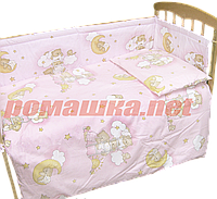 Детская постель и мягкие бортики в кроватку 120х60 см, в наборе: наволочка, простынь, пододеяльник и защита