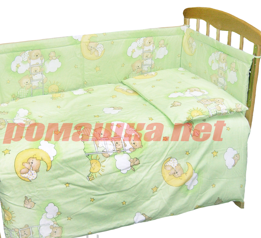 Детская постель и мягкие бортики в кроватку 120х60 см, в наборе: наволочка, простынь, пододеяльник и защита - фото 1 - id-p113246403