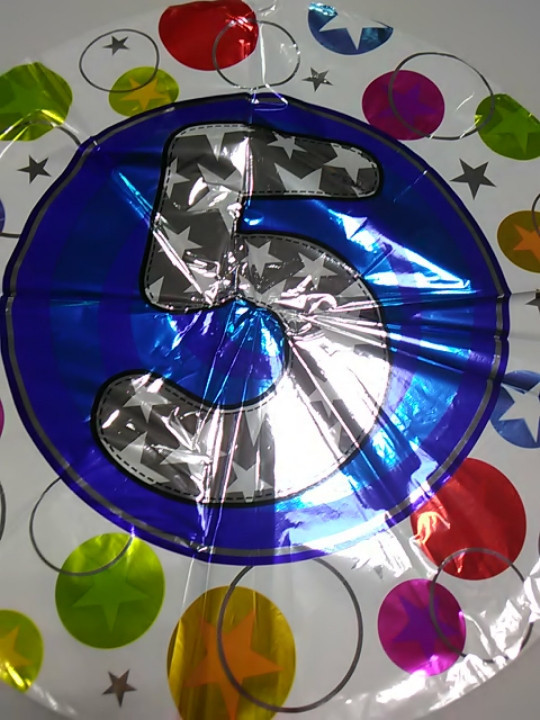 Воздушный фольгированый шарик в форме круга цифра 5