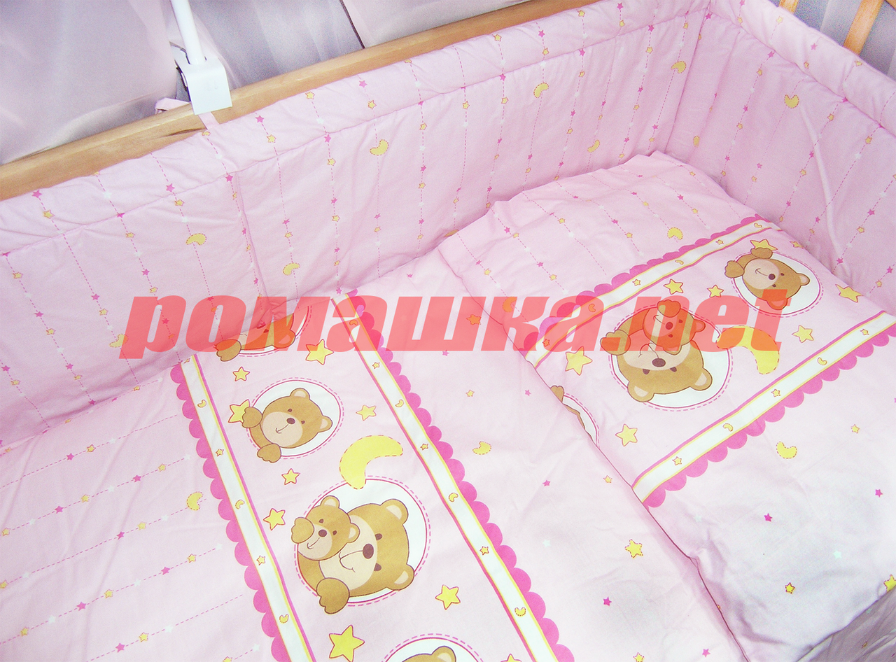 Детская постель и мягкие бортики в кроватку 120х60 см, в наборе: наволочка, простынь, пододеяльник и защита - фото 1 - id-p113246892