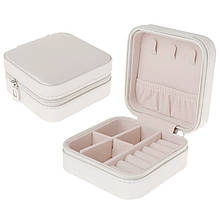 Шкатулка для прикрас біжутерії Біла на замку блискавка квадратна 10x10x 5 8690