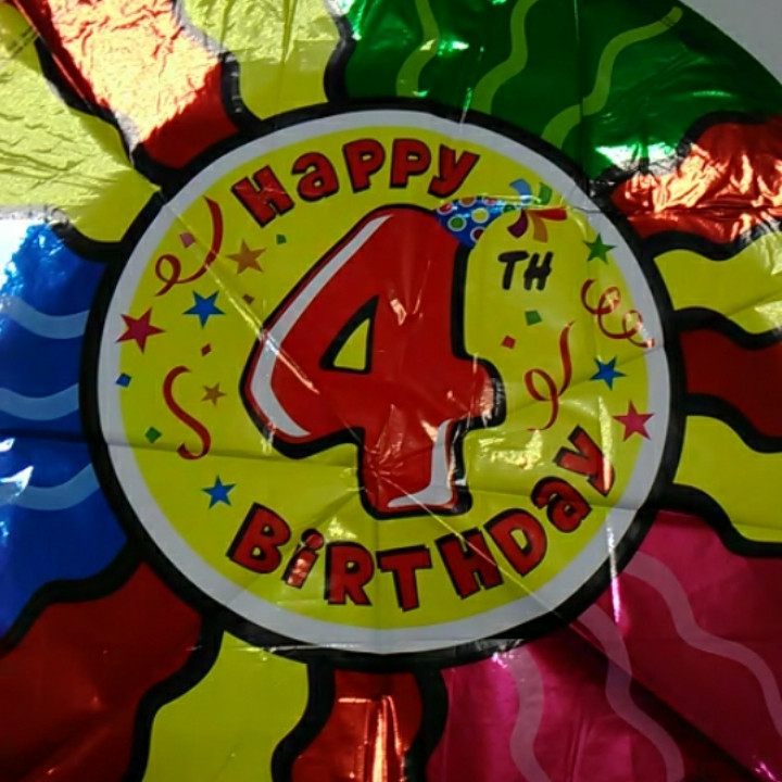 Повітряний фольгирований кулька у формі кола цифра 4, фото 1