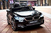 Детский электромобиль Джип JJ 2164 EBLR-2, BMW 6 GT, кожаное сиденье, колеса EVA, черный
