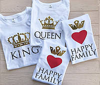 Парные футболки для Всей семьи - King \ Queen \ Happy Family