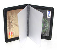 Кожаная обложка на права, биометрический паспорт, для водительского удостоверения, визитница с файлами черная