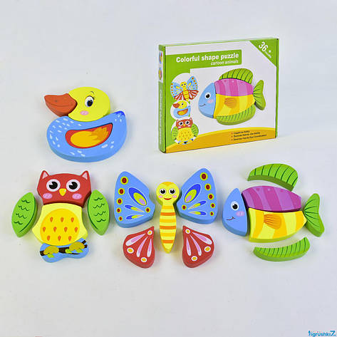 Дерев'яна гра пазл Тварини, фото 1