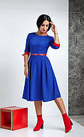 Женское платье на осень синего цвета размер 44