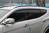 Вітровики з хром смугою, дефлектори вікон Hyundai Santa Fe 2012-2017 (D954) Auto Clover, фото 5