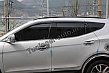 Вітровики з хром смугою, дефлектори вікон Hyundai Santa Fe 2012-2017 (D954) Auto Clover, фото 6