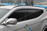 Вітровики з хром смугою, дефлектори вікон Hyundai Santa Fe 2012-2017 (D954) Auto Clover, фото 7