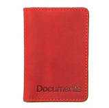 Шкіряна обкладинка права, біометричний паспорт, для водійського посвідчення, візитниця з файлами червона, фото 3