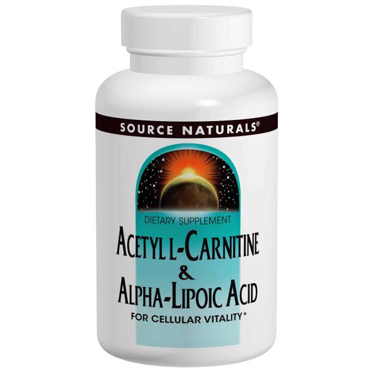 Source Naturals, Ацетил-L-карнитин и альфа-липоевая кислота, 650 мг, 60 таблеток
