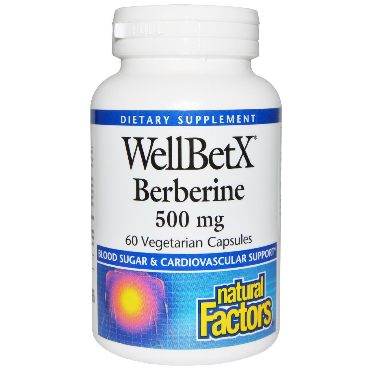 Берберин WellBetX, Natural Factors, 500 мг, 60 капсул вегетаріанських