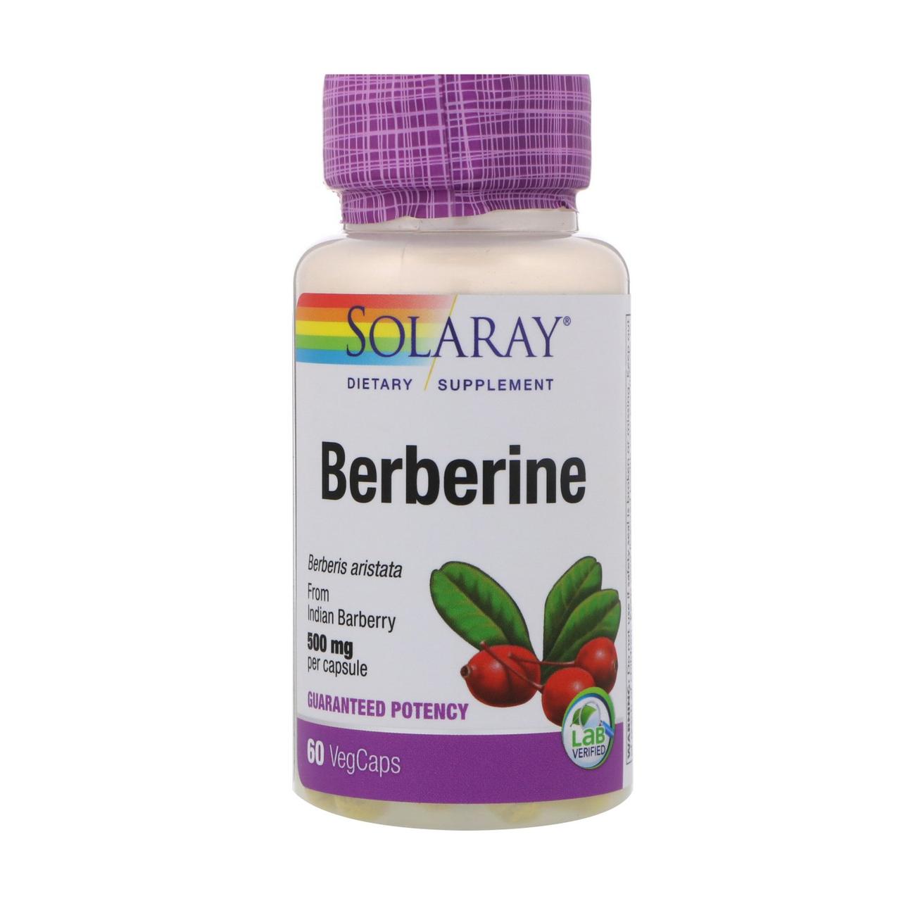 Берберин, Berberine, Solaray, 500 мг, 60 капсул вегетаріанських