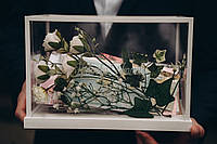 Прозрачный свадебный ящик "Сяйво" с белым обрамлением и нишей для декора