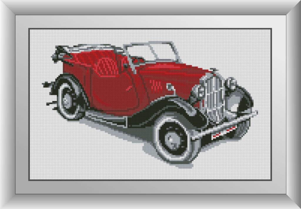 Алмазна мозаїка Ретро автомобіль (червоний) Dream Art 30026 (25 х 40 см)