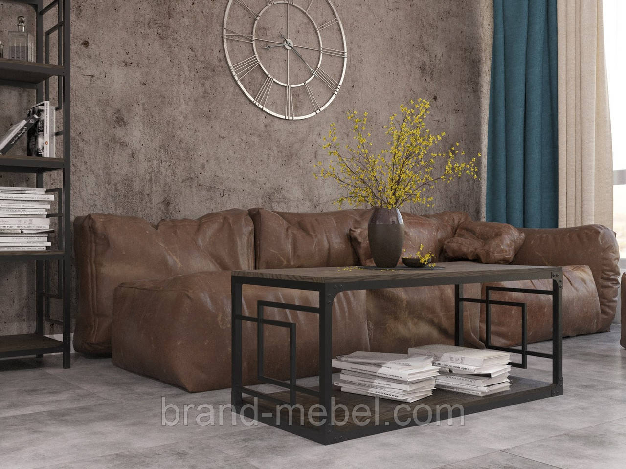 Стіл журнальний Квадро (стіл журнальний) в стилі Лофт Loft, фото 1