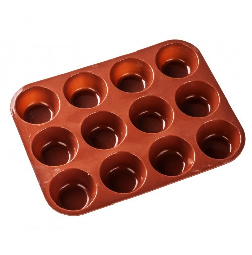 Силіконова форма Кексики гладкі на 12 кексів, 4.5х3 см