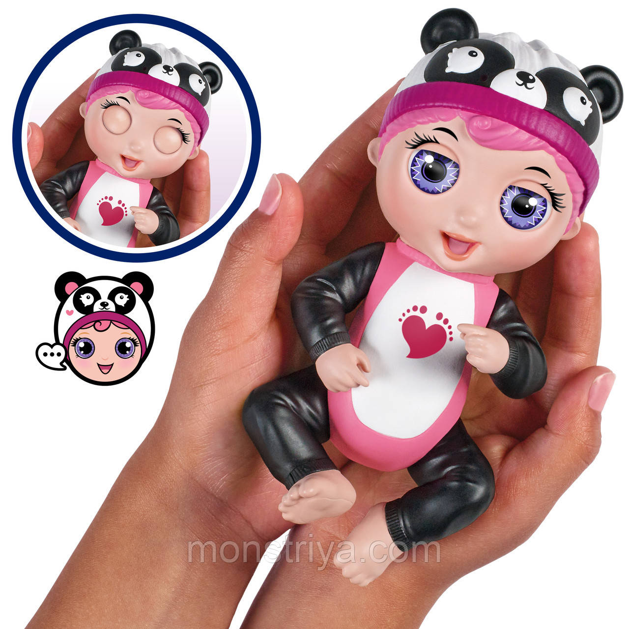 Fingerlings  Інтерактивна іграшка лялька-пупс Тіні Тойс Панда/ Tiny Toes Giggling Gabby Panda