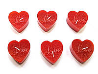 Свечи "Сердечки Love" (6 шт) красные (14,5х10х2 см)