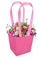 Паперова сумка-трапеція для букетів і гірчичних квітів рожева