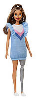 Барбі Модниця Barbie Fashionistas Doll, Brunette Hair with Prosthetic Leg 121 FXL54