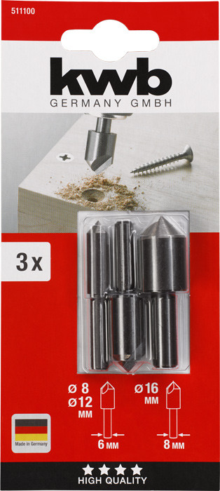 Набор зенковок 90° по дереву и цветным металлам KWB.