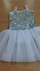 Платье балетное с пайетками "серебро" 2