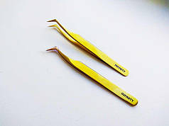 Пінцет для нарощування вій INFINITY, чобіток, колір Gold