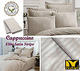 Комплекти постільної білизни Колекції "Elite Satin Stripe 8х8 mm Cappuccino". Страйп-Сатин (Туреччина). Бавовна 100%, фото 2