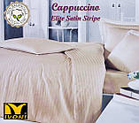 Комплекти постільної білизни Колекції "Elite Satin Stripe 8х8 mm Cappuccino". Страйп-Сатин (Туреччина). Бавовна 100%, фото 5