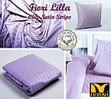 Комплекти постільної білизни Колекції "Elite Satin Stripe 8х8 mm Fiori Lilla". Страйп-Сатин (Туреччина). Бавовна 100%., фото 6