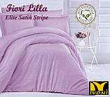 Комплекти постільної білизни Колекції "Elite Satin Stripe 8х8 mm Fiori Lilla". Страйп-Сатин (Туреччина). Бавовна 100%., фото 8