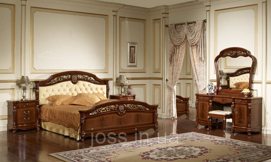 Спальний престижний гарнітур із шафою 4Д, коричневий, Афіна