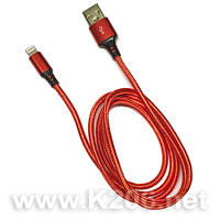 USB КАБЕЛЬ IPHONE-1M-RED Качественный кабель USB-Lightning; 1 метр; круглый; прочная нейлоновая нить; красный