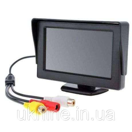 Автомонітор LCD 4.3" для двох камер, монітор автомобільний для камери заднього огляду