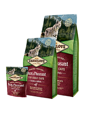 Сухий корм Carnilove Cat Hairball Controll Duck & Pheasant (для виведення вовняних комочків, качка+фазан), фото 1