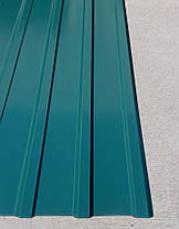 Профнактил для забору, колір:зелений ПС-20, товщина 0,40 мм; висота 2 метри ширина 1,16 м, фото 3